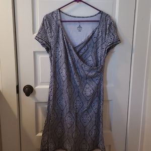 PrAna Breathe Faux Wrap Dress Victoria V-Neck B/W